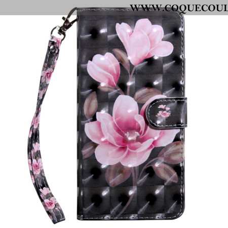 Housse Samsung Galaxy S24 5G Florale Rose à Lanière