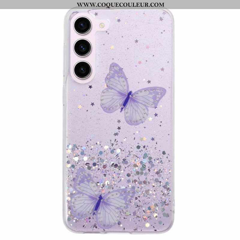 Coque Samsung Galaxy S24 5G Papillons Paillettes