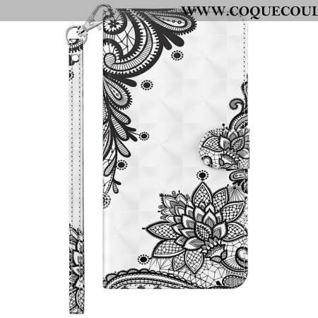 Housse Samsung Galaxy S24 5G Fleur en Dentelle à Lanière