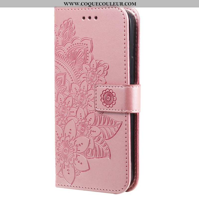 Housse Samsung Galaxy S24 5G Mandala Floral avec Lanière