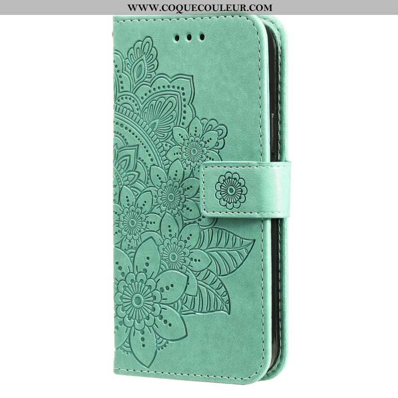 Housse Samsung Galaxy S24 5G Mandala Floral avec Lanière