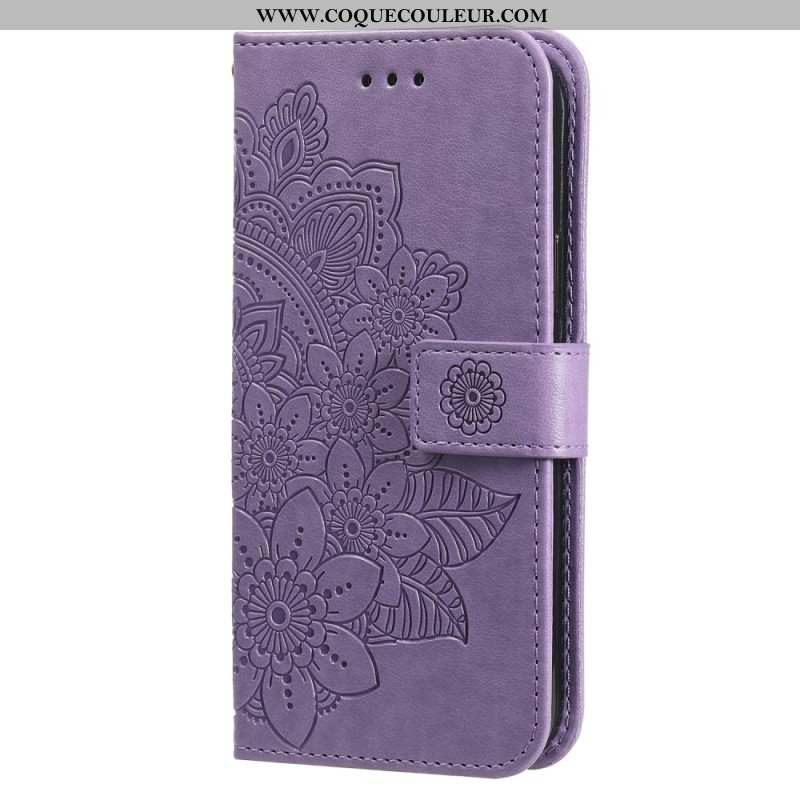 Housse Samsung Galaxy S24 5G Mandala Floral avec Lanière