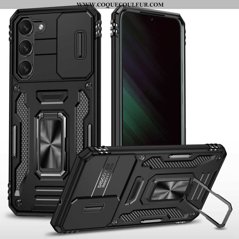 Coque Samsung Galaxy S24 5G avec Anneau-Support et Protecteur Arrière à Glissière