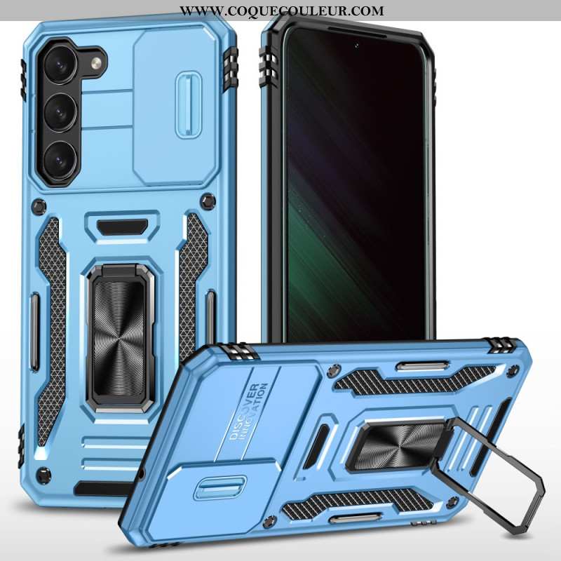 Coque Samsung Galaxy S24 5G avec Anneau-Support et Protecteur Arrière à Glissière