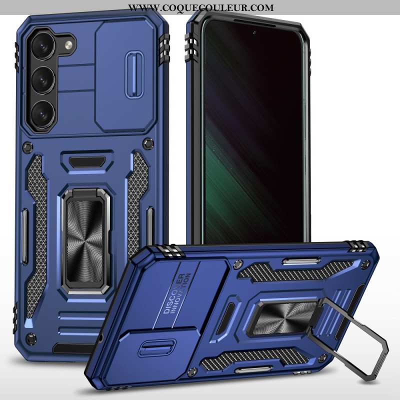 Coque Samsung Galaxy S24 5G avec Anneau-Support et Protecteur Arrière à Glissière