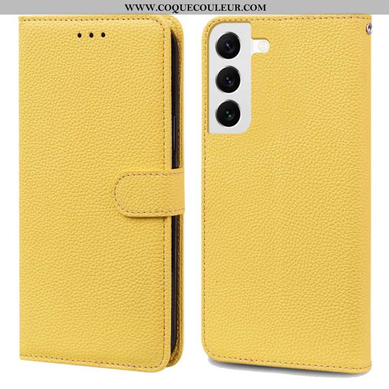 Housse Samsung Galaxy S24 5G Simili Cuir Litchi à Lanière