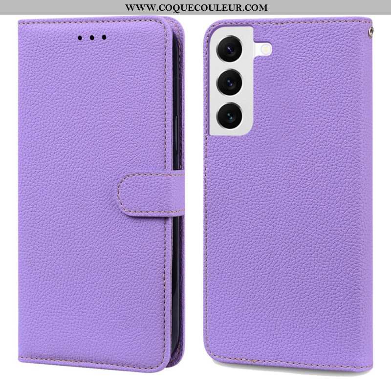 Housse Samsung Galaxy S24 5G Simili Cuir Litchi à Lanière