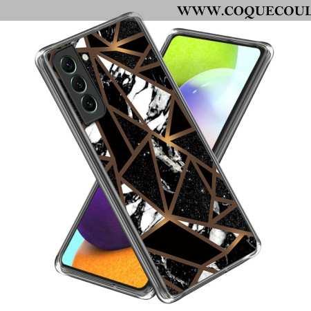 Coque Samsung Galaxy S24 5G Motif Marbre Abstrait Géométrie Noire