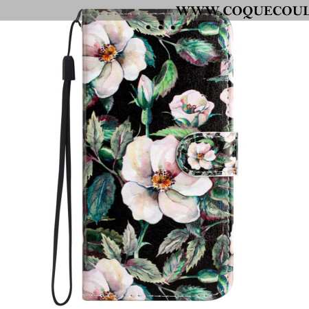 Housse Samsung Galaxy S24 5G Motif Magnolia à Lanière