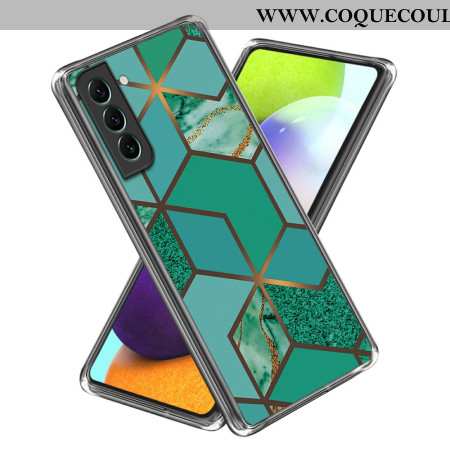 Coque Samsung Galaxy S24 5G Motif Marbre Abstrait Géométrie Verte