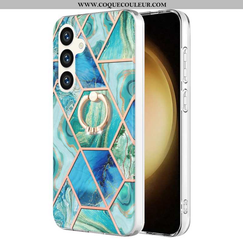 Coque Samsung Galaxy S24 avec Anneau-Support Marbre Décliné