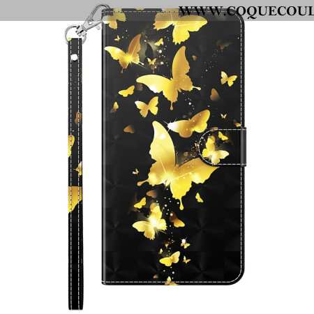 Housse Samsung Galaxy S24 5G Papillons Dorés