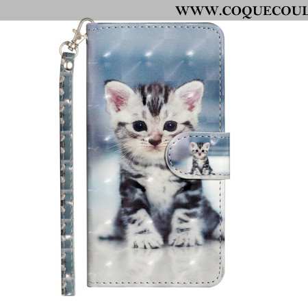 Housse Samsung Galaxy S24 5G Chaton avec Lanière