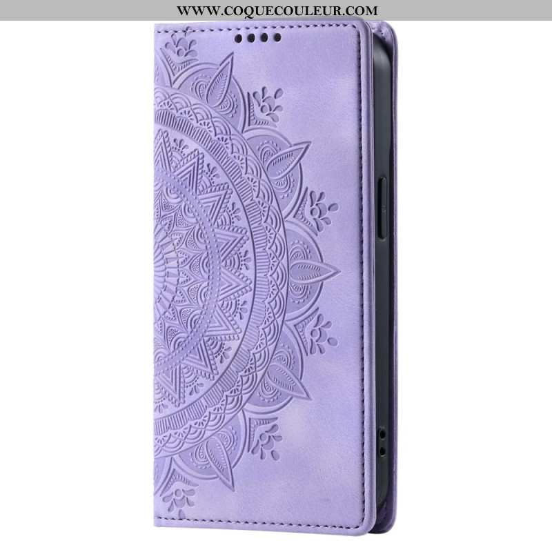 Housse Samsung Galaxy S24 5G Mandala Discret à Lanière