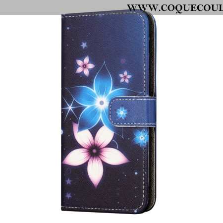 Housse Samsung Galaxy S24 FE Fleurs Lunaires à Lanière