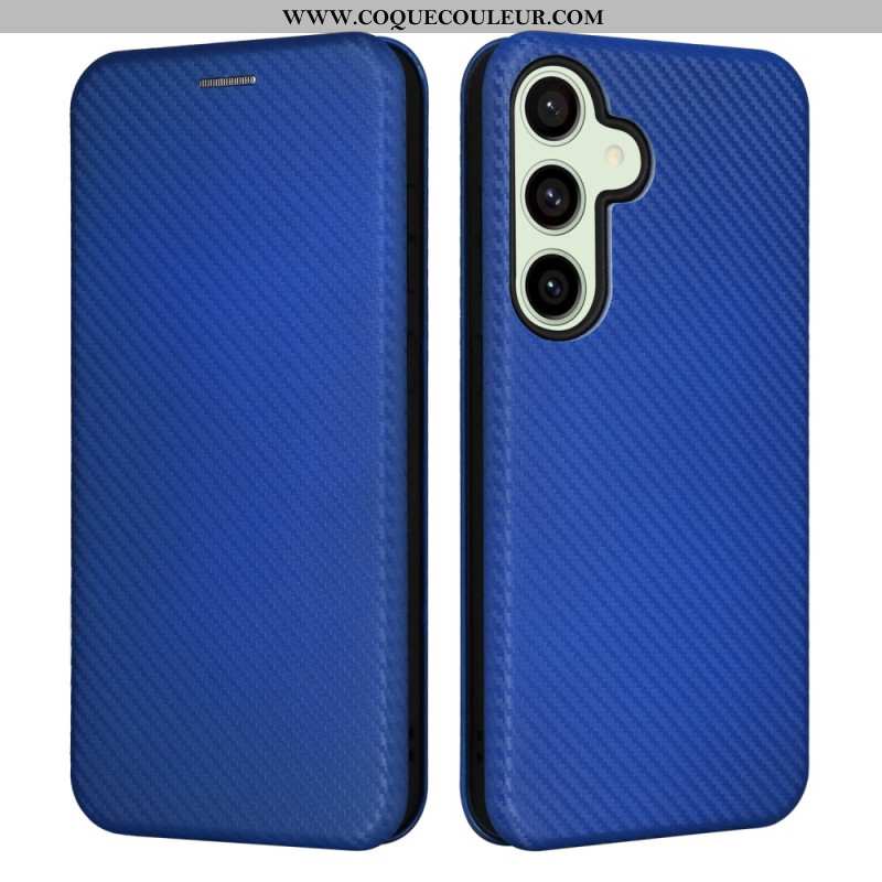 Flip Cover Samsung Galaxy S24 FE Texture Fibre Carbone