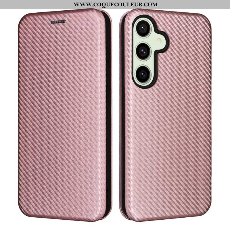 Flip Cover Samsung Galaxy S24 FE Texture Fibre Carbone