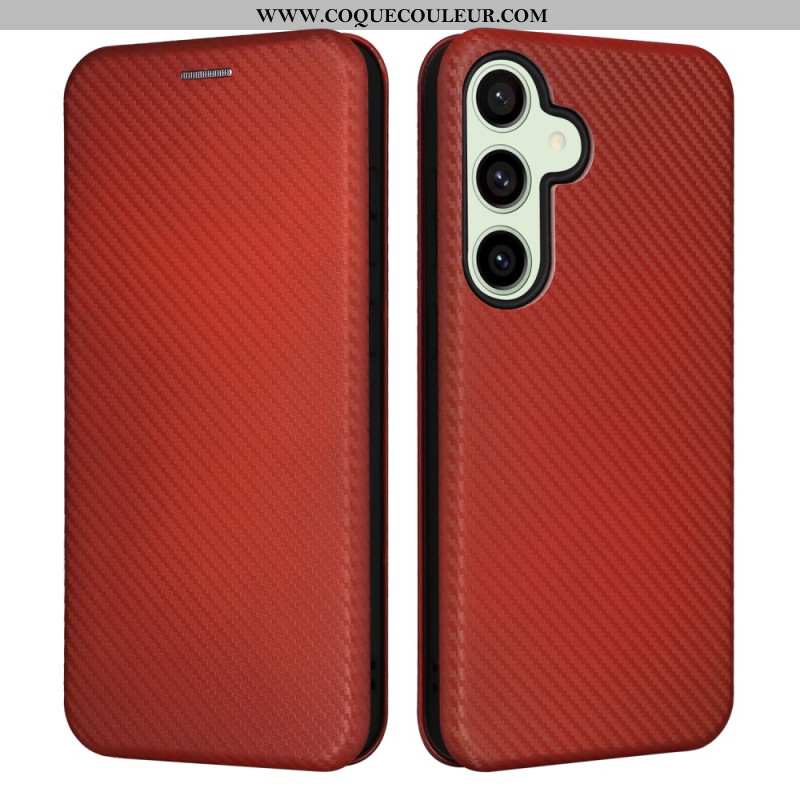 Flip Cover Samsung Galaxy S24 FE Texture Fibre Carbone