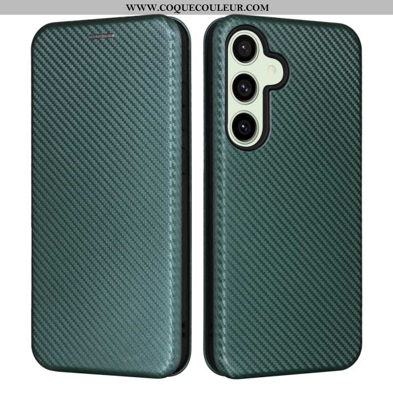 Flip Cover Samsung Galaxy S24 FE Texture Fibre Carbone