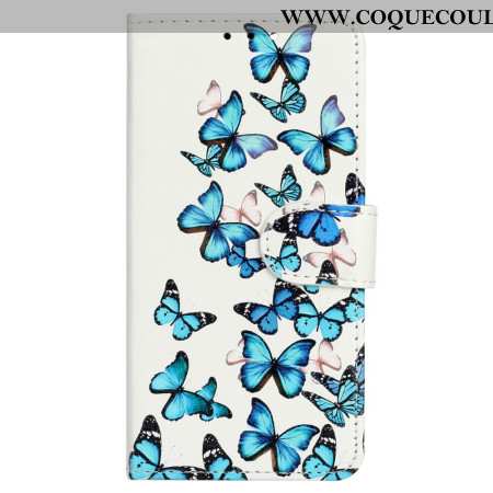 Housse Samsung Galaxy S24 FE Papillons Bleus en Vol