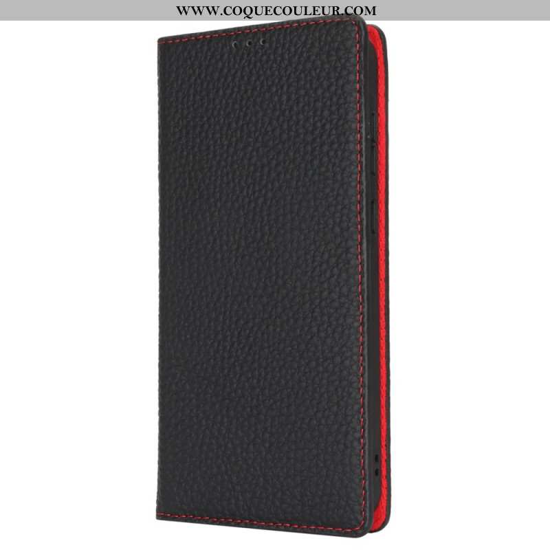 Flip Cover Samsung Galaxy S24 FE Cuir Texture Litchi