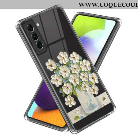 Coque Samsung Galaxy S24 Plus 5G Peinture Fleurs Blanches