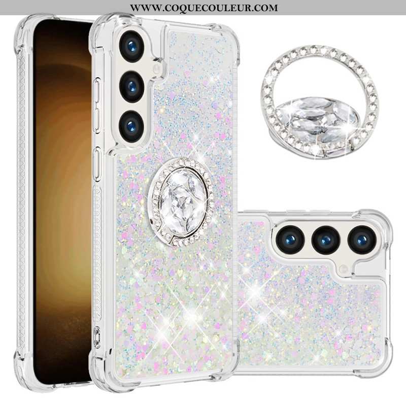 Coque Samsung Galaxy S24 Plus 5G Anneau-Support Paillettes