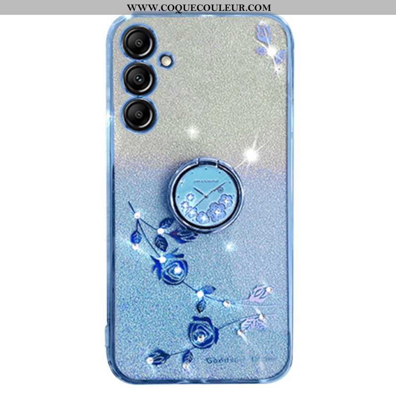 Coque Samsung Galaxy S24 Plus 5G Paillettes et Anneau-Support KADEM