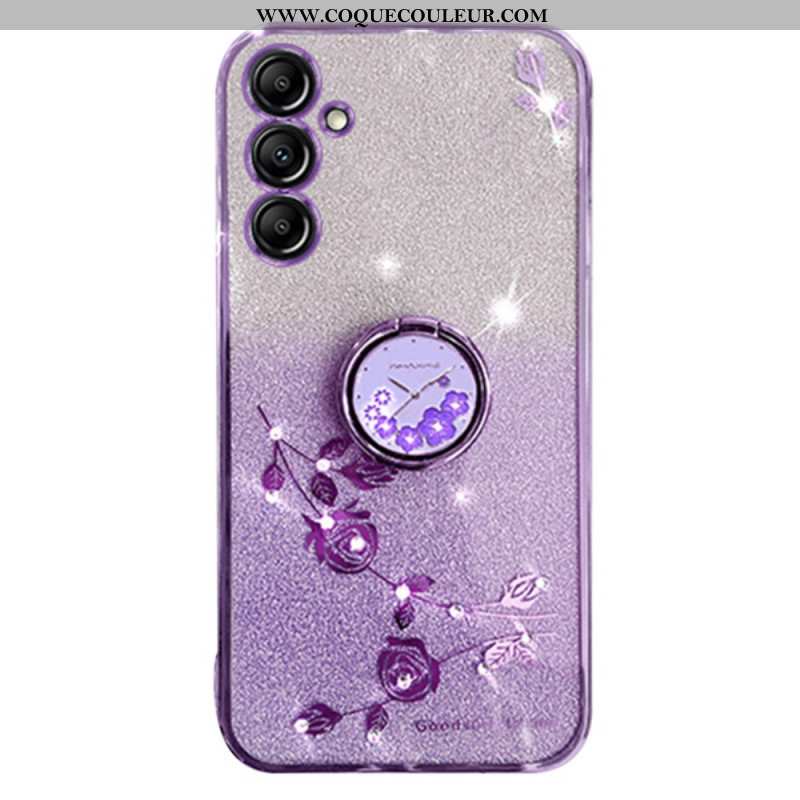 Coque Samsung Galaxy S24 Plus 5G Paillettes et Anneau-Support KADEM