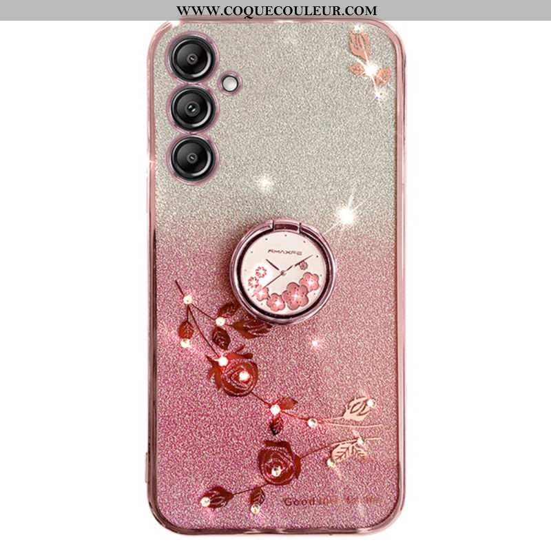 Coque Samsung Galaxy S24 Plus 5G Paillettes et Anneau-Support KADEM