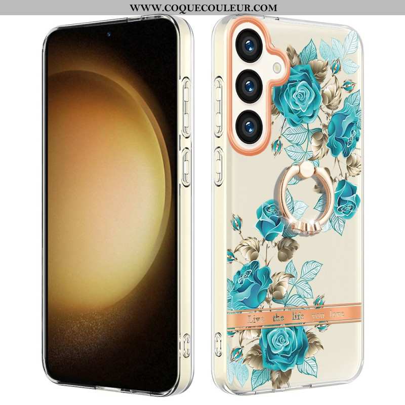 Coque Samsung Galaxy S24 Plus 5G Anneau-Support Florale