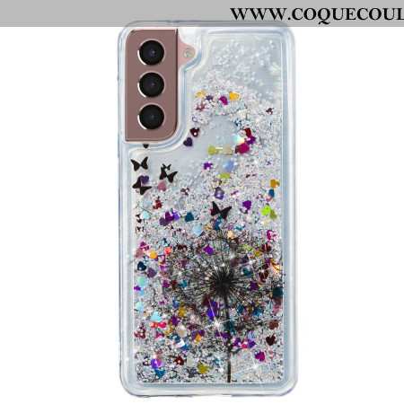 Coque Samsung Galaxy S24 Plus 5G Paillettes Liquides Pissenlit