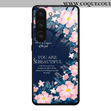 Coque Samsung Galaxy S24 Plus 5G Verre Trempé Fleurs Roses