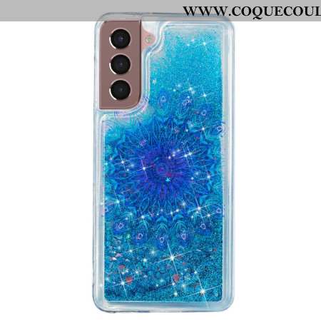 Coque Samsung Galaxy S24 Plus 5G Paillettes Liquides et Mandala