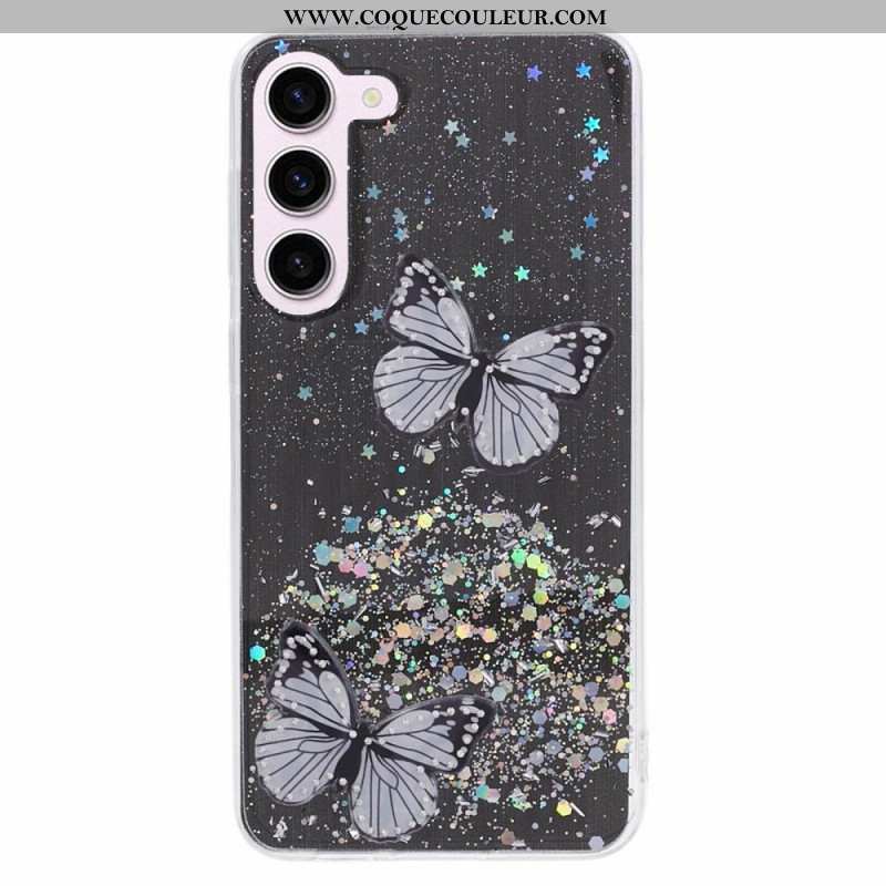 Coque Samsung Galaxy S24 Plus 5G Paillettes Papillons