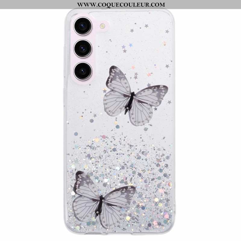 Coque Samsung Galaxy S24 Plus 5G Paillettes Papillons