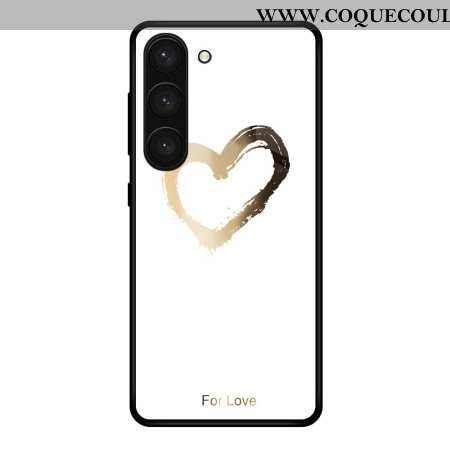 Coque Samsung Galaxy S24 Plus 5G Verre Trempé Coeur Doré