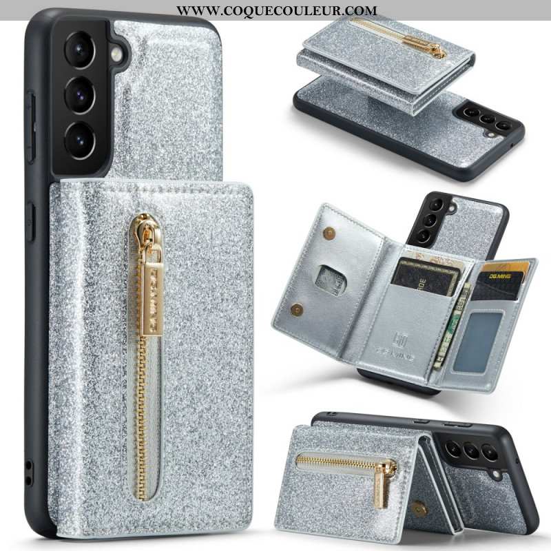 Coque Samsung Galaxy S24 Plus 5G Pailletée Portefeuille Détachable DG.MING