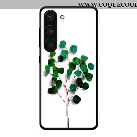 Coque Samsung Galaxy S24 Plus 5G Verre Trempés Petites Feuilles Vertes