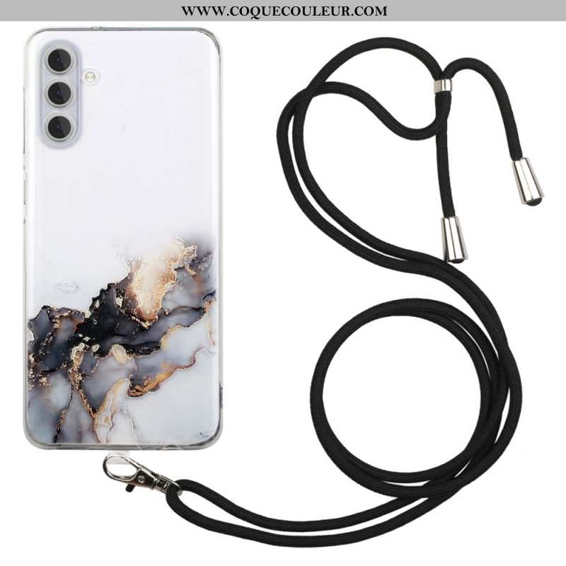 Coque à Cordon Samsung Galaxy S24 Plus Marbre Aquarelle