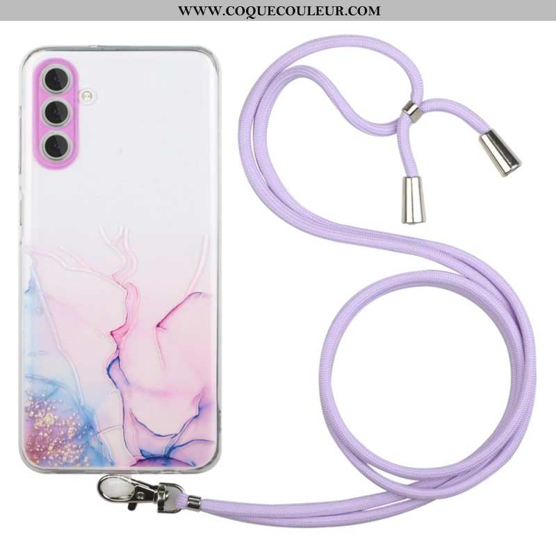 Coque à Cordon Samsung Galaxy S24 Plus Marbre Aquarelle