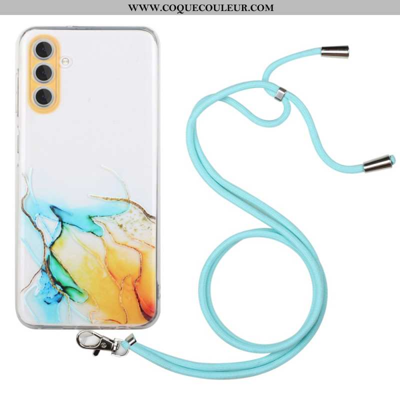 Coque à Cordon Samsung Galaxy S24 Plus Marbre Aquarelle