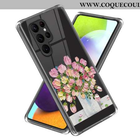 Coque Samsung Galaxy S24 Ultra 5G Peinture Fleurs Roses