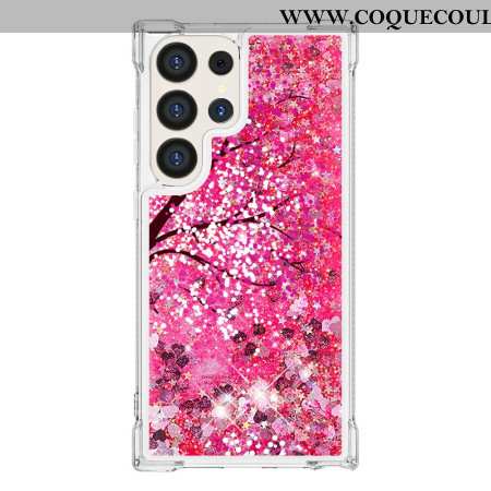 Coque Samsung Galaxy S24 Ultra 5G Paillettes Fleurs de Cerisier