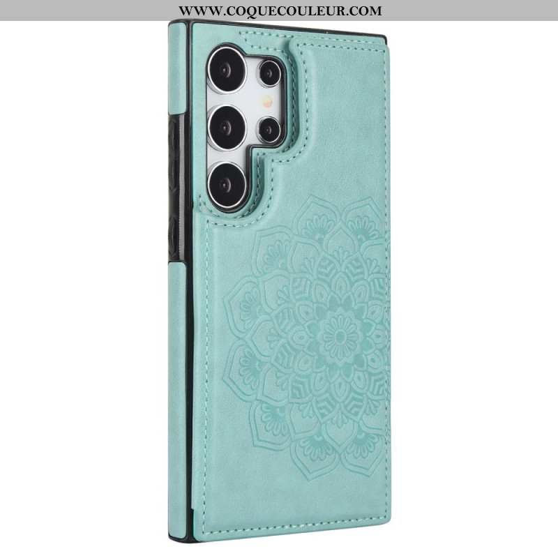 Coque Samsung Galaxy S24 Ultra 5G Motif Fleur Mandala et support