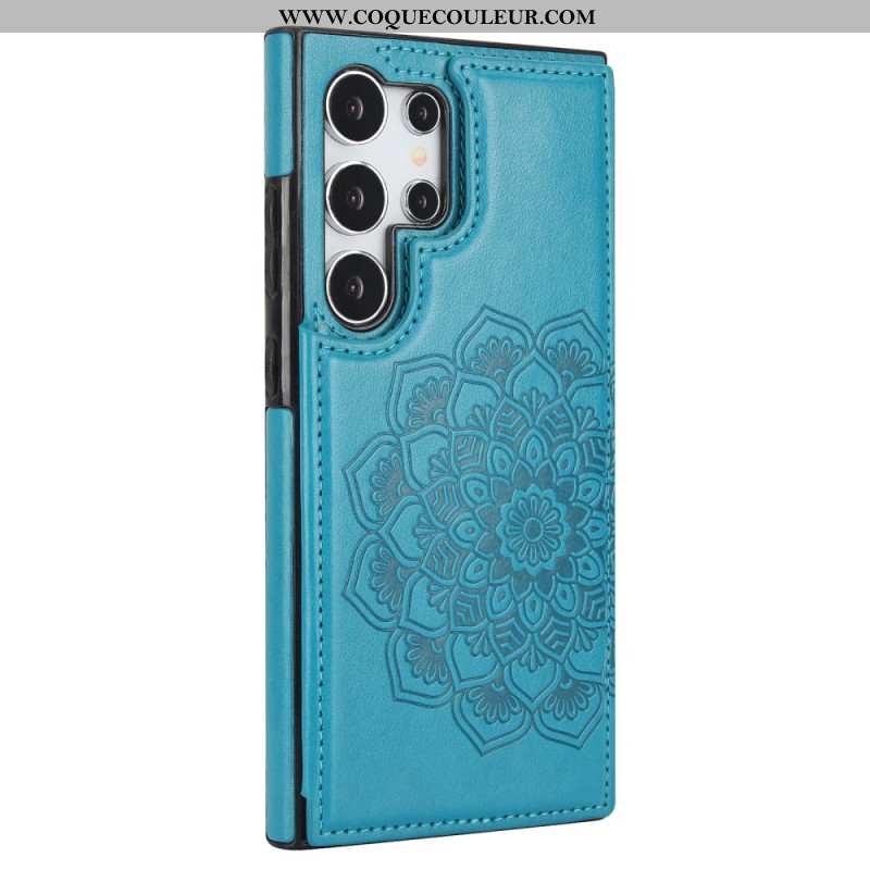 Coque Samsung Galaxy S24 Ultra 5G Motif Fleur Mandala et support