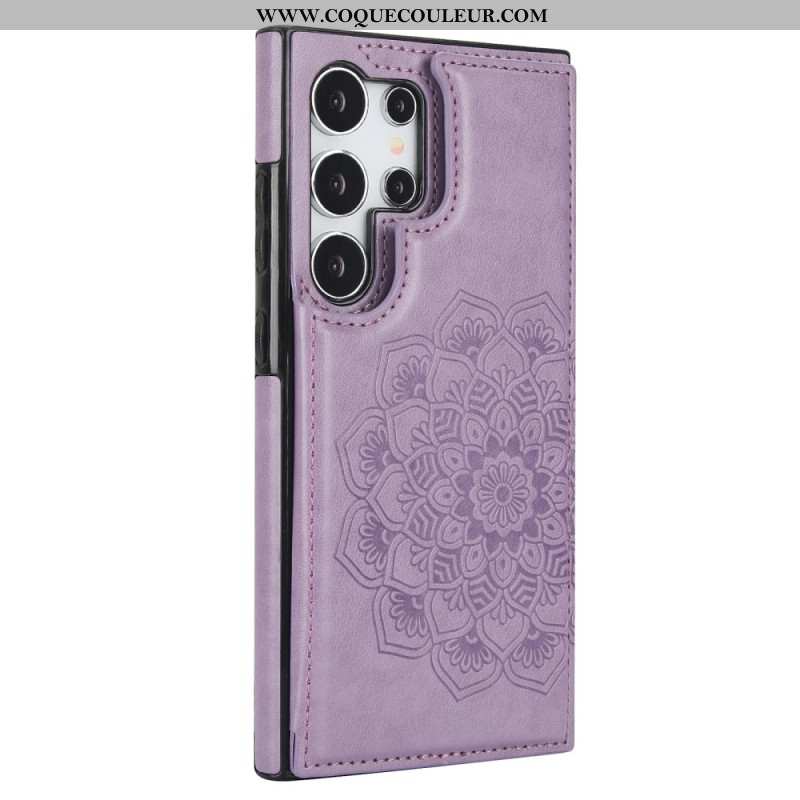 Coque Samsung Galaxy S24 Ultra 5G Motif Fleur Mandala et support