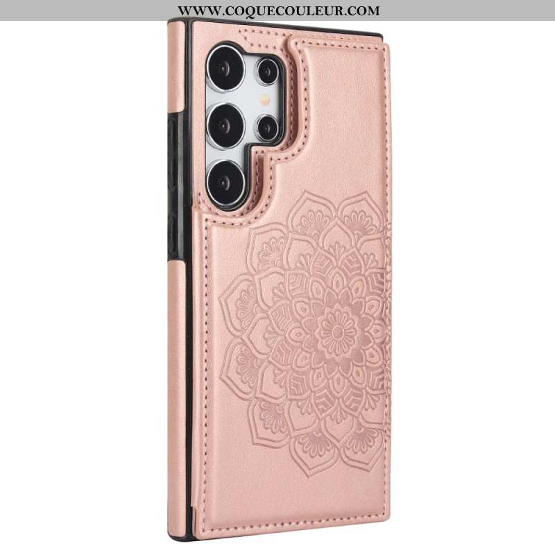 Coque Samsung Galaxy S24 Ultra 5G Motif Fleur Mandala et support