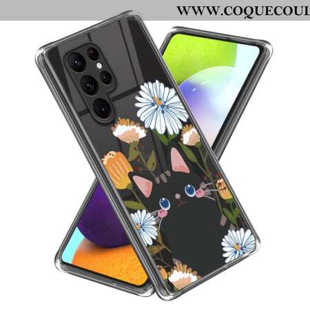 Coque Samsung Galaxy S24 Ultra 5G Fleurs et Chat