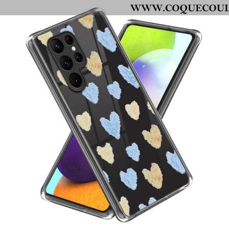 Coque Samsung Galaxy S24 Ultra 5G Coeurs Jaunes et Bleus